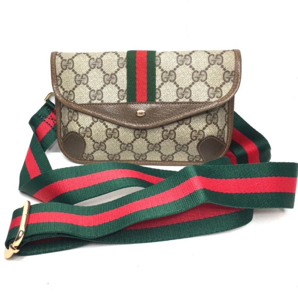 Gucci Mini Bag Beige Canvas with Green & Red Web Stripe